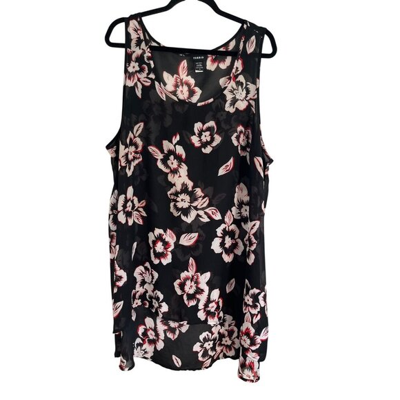 torrid Tops - Torrid Top 3X Black Sheer Floral Hi Low Preppy Boho Western Concert Mature 80s